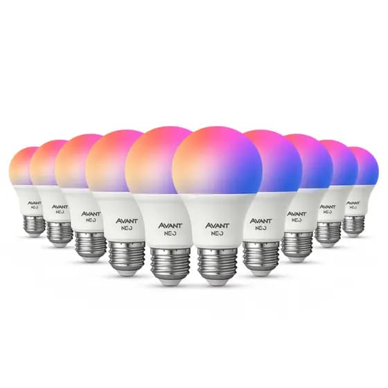 Kit 10 Lampadas Led Smart Inteligente Wi Fi Alexa google 10w RGB E27 110v/220v Avant Neo