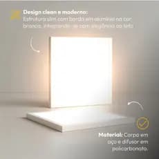 Painel Led Sobrepor 60w 1000x1000cm Plafon Quadrado Bivolt 3000k 4000k 6500k Grande Formato - Avant