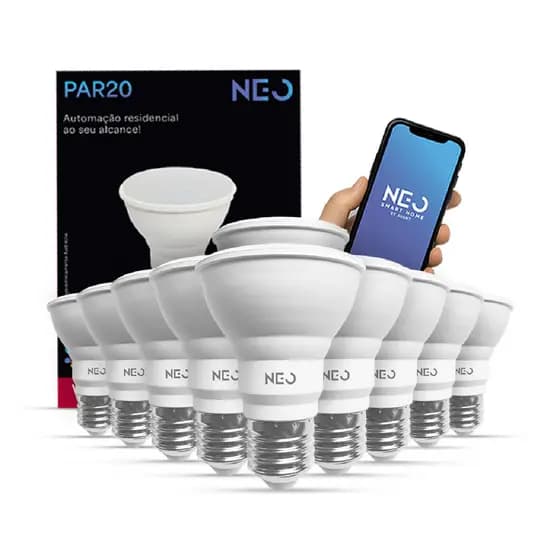 Kit 5 ou 10 Lampada Led Par20 Smart Inteligente Zigbee 7w 2700/6500K RGB E27 Branco Neo Avant