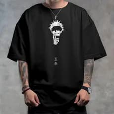 Camiseta Masculina 100% Algodão Estampada Gojo Satoru Jujutsgu Kaisen