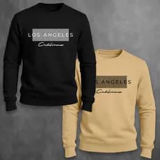 Kit 2 Blusa Moletom Masculino Los Angeles Gola Redonda Algodão Unissex Casaco Masculino Feminino