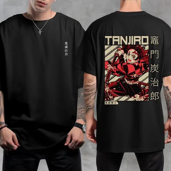 Camisa Camiseta Masculina Algodão Estampada Demon Slayer Tanjiro Kamado