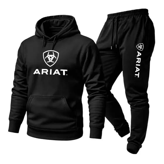 Conjunto Moletom Unissex Estampado Ariat Country Calça e Blusa Com Capuz Bolso Canguru