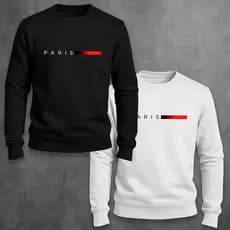 Kit 2 Blusa Moletom Masculino Paris Gola Redonda Algodão Unissex Casaco Masculino Feminino