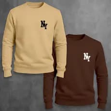 Kit 2 Blusa Moletom Masculino NY New York Gola Redonda Algodão Unissex Casaco Masculino Feminino