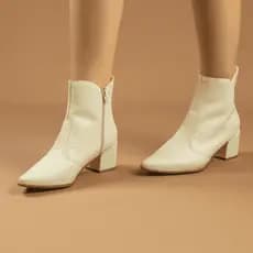 Bota Feminina Social Bico Fino Salto Médio Confortável Moda Blogueira