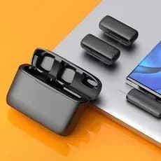 Kit 2 Microfone de Lapela Sem Fio Tipo C Android Com Estojo Case para Vlog