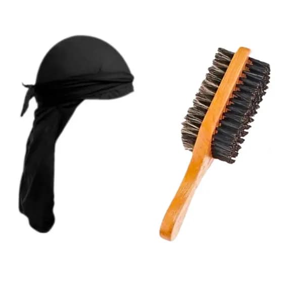 Kit Durag + Escova Javali Waves 360 Dureg Rap Touca Compressora