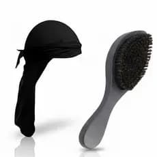 Kit Durag + Escova Medium Premium Waves Dread 360 Dureg Rap Touca Compressora