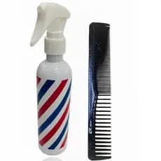 Kit Borrifador pole com trava + pente carbono profissional barbeiro cabelereiro