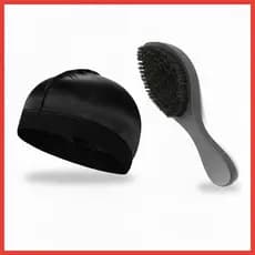 Kit Wavecap Touca Nero + Escova Medium Premium Waves Dread 360 Dureg Rap Touca Compressora