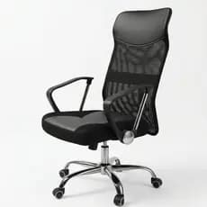 Cadeira Escritório Presidente tela Mesh Tribune Base Cromada rodinhas e Laudo Ergonômico Preto