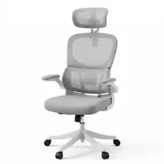 Cadeira Escritório Ergonômica Genebra Com Suporte Lombar Relax Estofado Mesh  Cinza