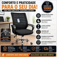Cadeira Escritório Ergonômica Mesh Zebrada Giratória Base Cromada Conforto