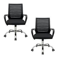 Kit 2 Cadeiras Escritório Ergonômicas E-1042 com Sistema Relax Preto