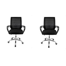 Kit 2 Cadeira Escritório Giratória Ergonômica Diretor Altura Ajustável Tela Mesh Zebrada