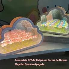 Luminária Espelhada de Tulipas - Lâmpada Noturna LED em Forma de Nuvem, DIY com Design de Flor