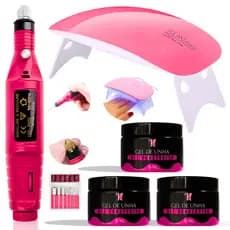 Kit 3 Géis + Motor Elétrico Caneta + Cabine Forninho Led Mini Sun Profissional Para Nail Design