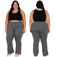Kit 2 Calça Flare Leg Legging Feminina Plus Size Do G1 ao G3 Boca de Sino Feminino Zero Transparência Levanta Bumbum