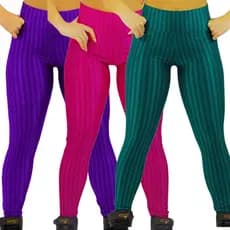 KIT 3 CALÇA LEGGING LEG FEMININA 3D FITNESS ACADEMIA FEMININO SUPLEX DO P AO GG  PRETO VERDE ROXO AZUL  LEVANTA BUMBUM