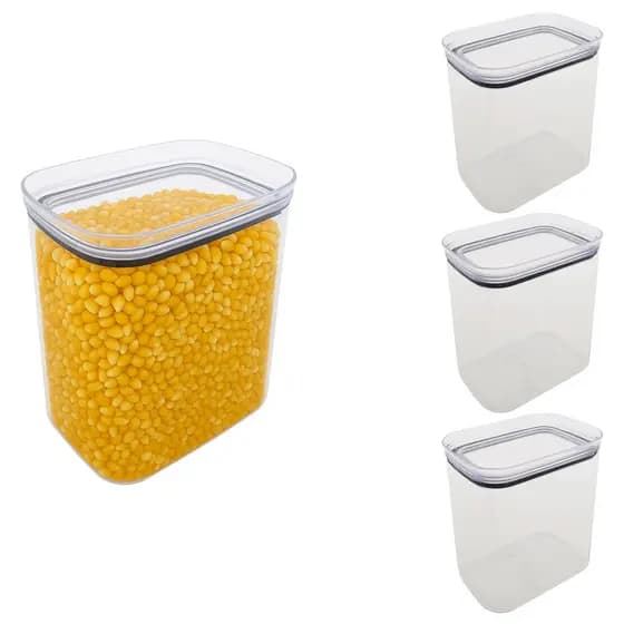 04 Potes Herméticos Acrílico Grande 1,5L Pote Mantimento Acrílico Premium