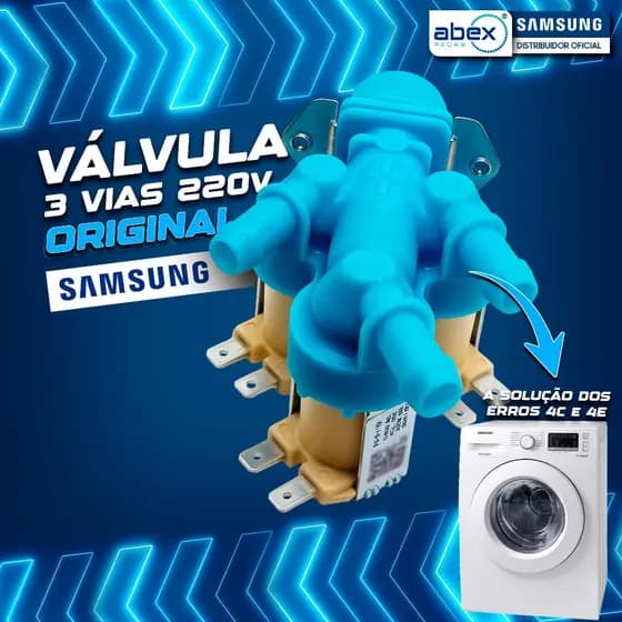 Válvula 3 Vias Entrada De Agua Lavadora E Lava E Seca Samsung DC62-00233B 220v WD10M WD11M Original
