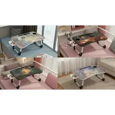 Mesa Portátil Dobrável Temática C/ Gaveta e Porta Copos - Artístico Decorativo Studio Lofi Anime - Foco Nos Estudos