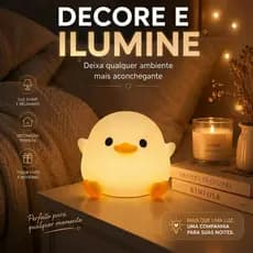 Luminária Recarregável Luz Noturna em Formato de Patinho/Dentre Outros c/ Sensor de Toque e 3 Intensidades de Iluminação