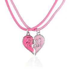 Kit 2 colares best friend amigas + pingente coração menina Qualidade Premium ajustavel rosa presente