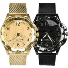 Relogio feminino dourado prova dagua + relogio silicone aço