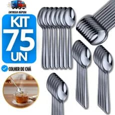 Conjunto Colher Chá Aço Inox Talher Café Cozinha Bar Restaurante Buffet Cafeteria Talheres Colheres