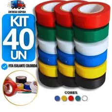 Kit Fita Isolante Pvc Preta Colorida Antichamas Adesivos Fios Isolamento Cabo Conserto Reparo 5M Fitas