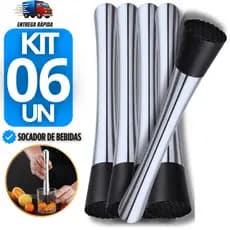 Socador para Caipirinha Inox e Plástico - Kit Bartender Profissional