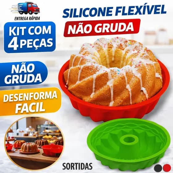 Forma de Bolo Silicone Conjunto Redonda e Furo no Meio para Bolo Tortas Pudim forma assadeira