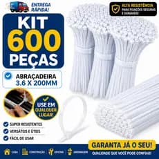 Abraçadeira Nylon Enforca Gato 3.6x200mm Fixação Cabos Alta Resistência Combo 600
