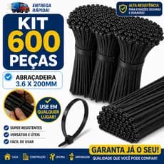 Abraçadeiras Nylon 3.6x200mm Enforca Gato Alta Resistência Multiuso Combo 600