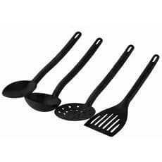 Kit Utensílios Cozinha Nylon 4 Peças Preto Resistente Calor
