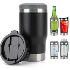 Copo Térmico 420ml 2 tampas Porta Garrafa Bebida  Long Lata Abridor Inox Gelado e Quente