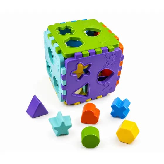 Brinquedo Educativo Bebê Cubo Formas Geométricas 7 Peças Coordenação Motora +12M