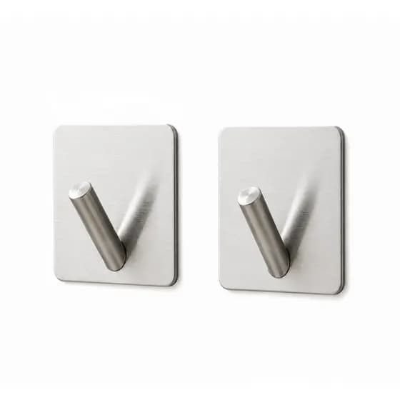Kit 2 Ganchos Adesivos Inox Parede 5,5cm 1kg