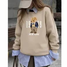 Moletom Feminino Oversized Ursinho New York 1979 | Peluciado Premium | Casual, Confortável e Estiloso