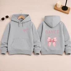 Blusa de Frio Infantil Feminina Moletom com Capuz Estampa Laço Dance
