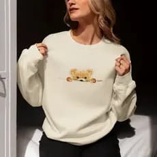 Moletom Blusa Frio Feminino Urso Carinhoso  Sueters Algodao Alta Qualidade