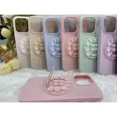 Capa capinha Celular Silicone para telemóvel com suporte de ventosa invisível para iphone 11 12 13 14 15 16 Pro/ Pro Max
