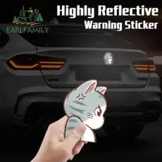EARLFAMILY Adesivos De Carro Reflexivos E Mangéticos De Gato Fofo Chibi À Prova D'água Porta Prancha De Surf Janelas Dec