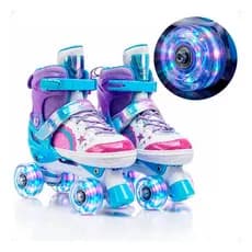 Patins Infantil Ajustável 4 Rodas Com Led Criança Menina