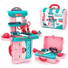 Maleta Médica Infantil Maletinha Criança Brinquedo Mini Doutor Médico Menina Presente Vira Consultório