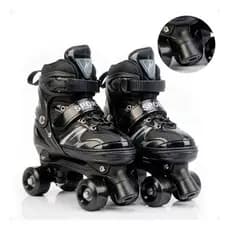 Patins Infantil Ajustável 4 Rodas Preto Criança Menina Menino Roller Quad Confortável Regulável Ursen