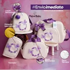 Kit bolsa Maternidade com Porta Cartão Vacina 3d borboleta Luxo 4 peças