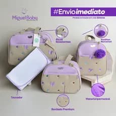 Kit Maternidade Premium Borboletas & Flores – 3 Peças + Trocador | Exclusivo, Bordado, Super Espaçoso e Elegante